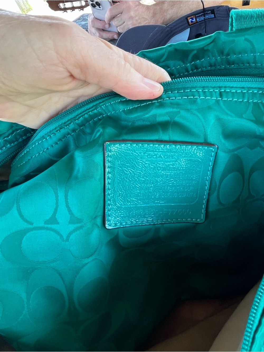 Coach Green and Blue Signature Tote Bag clean inside/ weekender bag - Picture 9 of 13